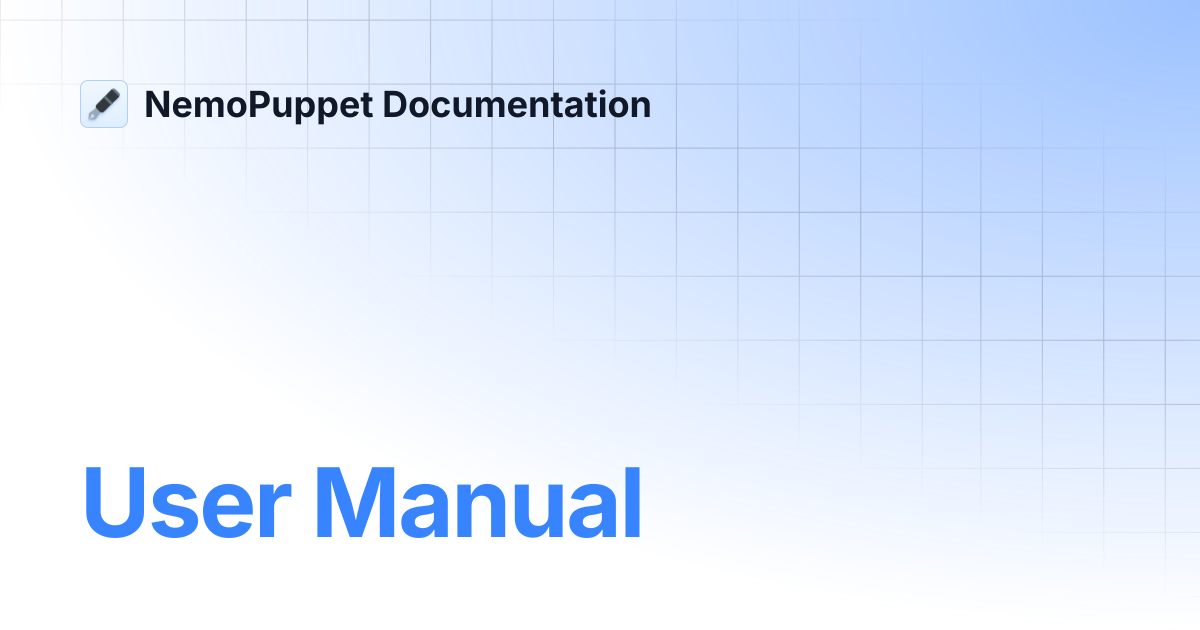 User Manual | NemoPuppet Documentation